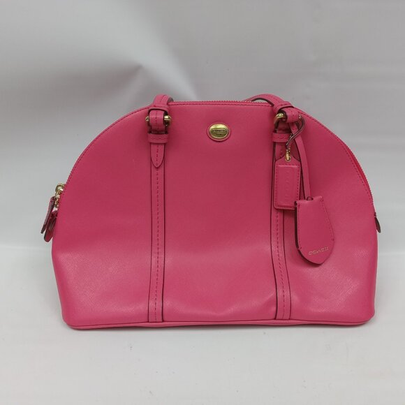 Coach Peyton Leather Cora Domed Satchel Bag M1381-F25671 - Picture 2 of 11